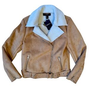 FOREVER 21 FAUX SUEDE JACKET WITH SHERPA LINING!! NEW WITH TAGS!!